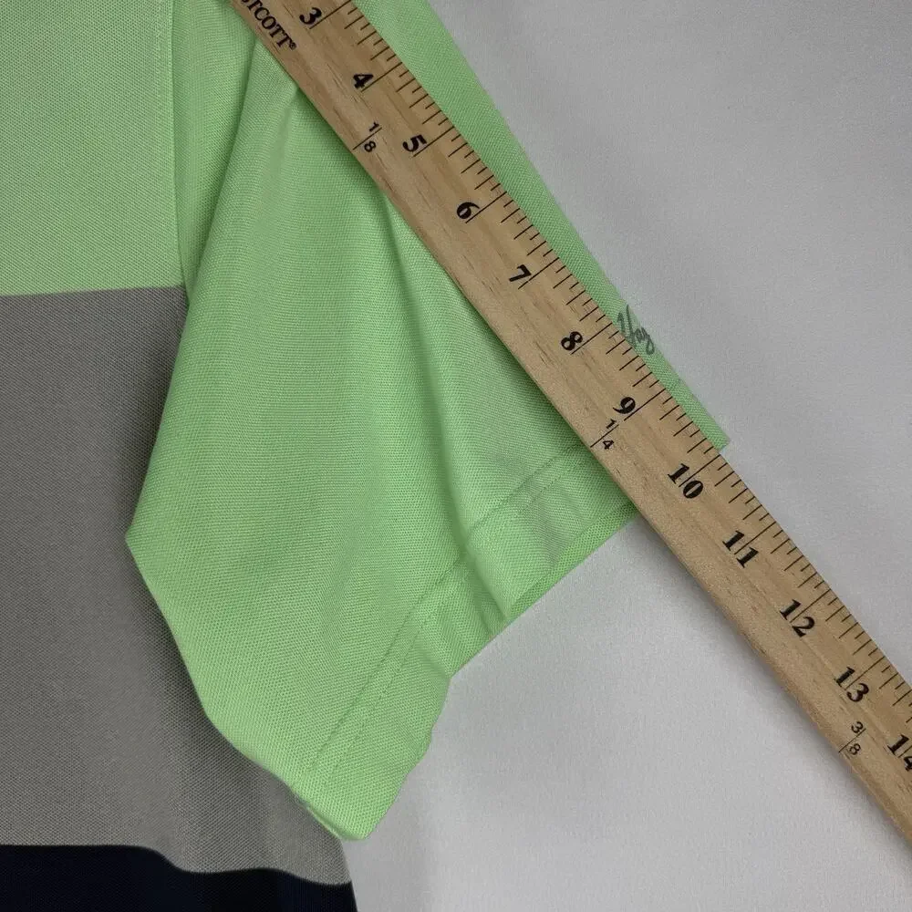 Walter Hagen 11 Majors Men L Golf Polo Shirt Green Gray Navy Colorblock